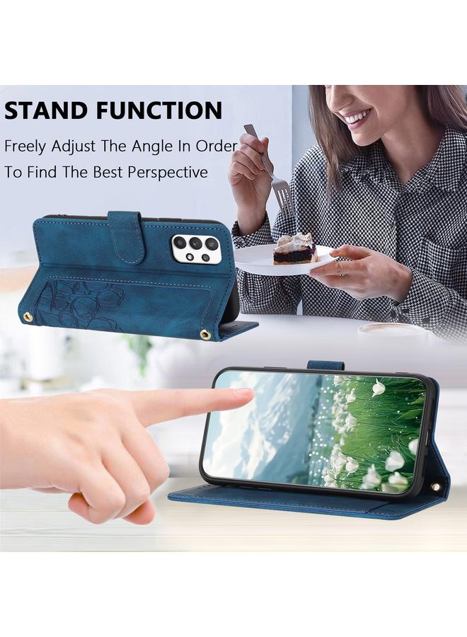 اس-توب جراب لهاتف Samsung Galaxy A23 5G / 4G جراب هاتف من الجلد المنقوش بنقشة زهور التوليب مع حبل - Image 5