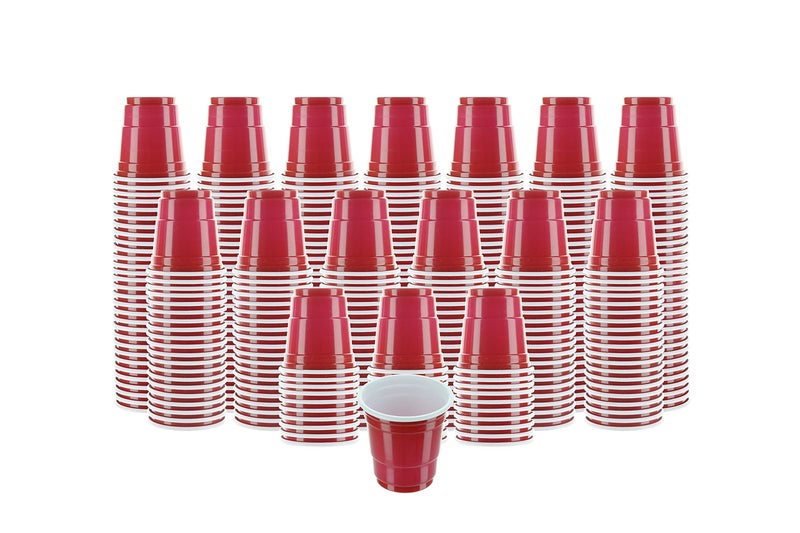Party Bargains PARTY BARGAINS 2oz Plastic Shot Glasses  360 Pack Mini Red Disposable Plastic Shot Cups Jello Shots Perfect Size for Serving Condiments Snacks Samples and Tastings