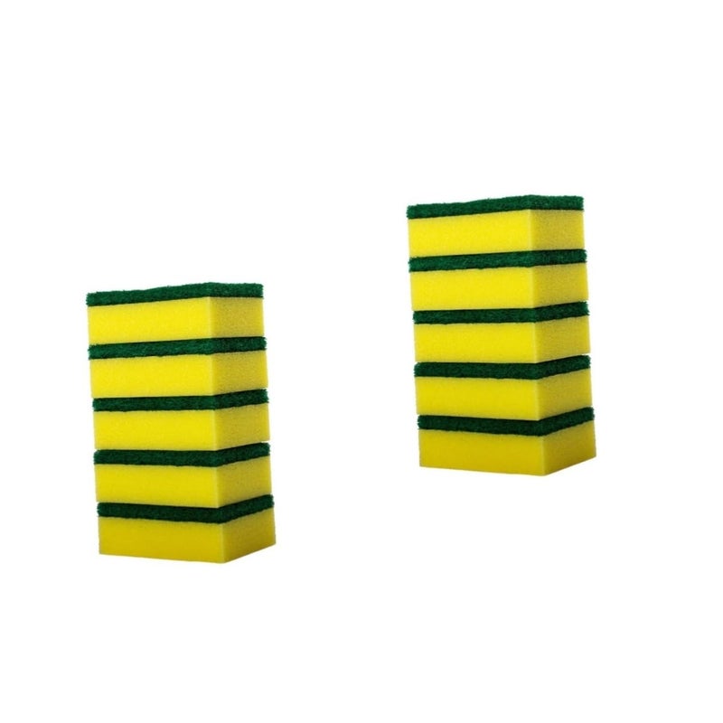 Non Scratch Kitchen Scouring Sponges 56 Pack Yellow Green Odor Resistant Dishwashing Cleaning Pads - Image 2