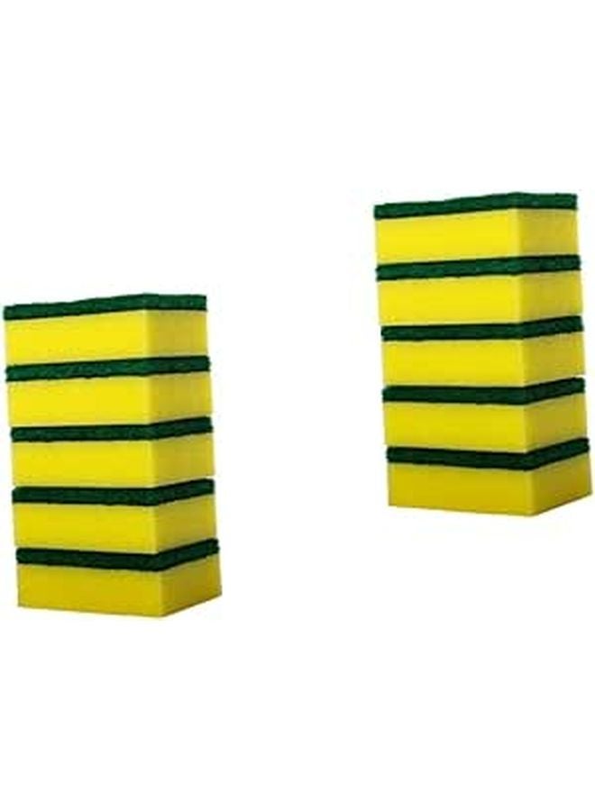 Non Scratch Kitchen Scouring Sponges 56 Pack Yellow Green Odor Resistant Dishwashing Cleaning Pads - Image 1