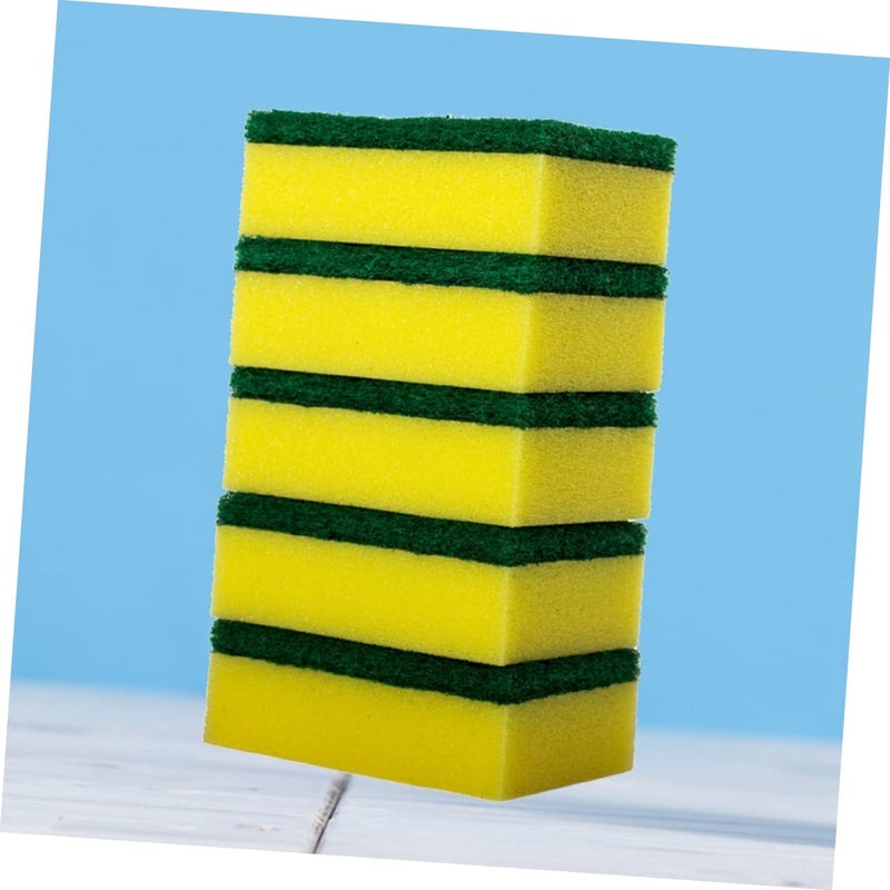 Non Scratch Kitchen Scouring Sponges 56 Pack Yellow Green Odor Resistant Dishwashing Cleaning Pads - Image 3