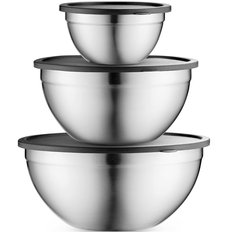 Table Concept Mixing Bowls with Airtight Lids, Stainless Steel Nesting Bowl Set for Space Saving Storage, Ideal for Cooking, Baking, Prepping & Food Storage - Image 1