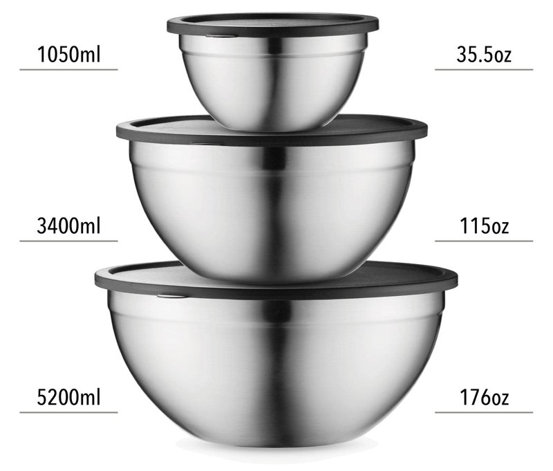Table Concept Mixing Bowls with Airtight Lids, Stainless Steel Nesting Bowl Set for Space Saving Storage, Ideal for Cooking, Baking, Prepping & Food Storage - Image 4