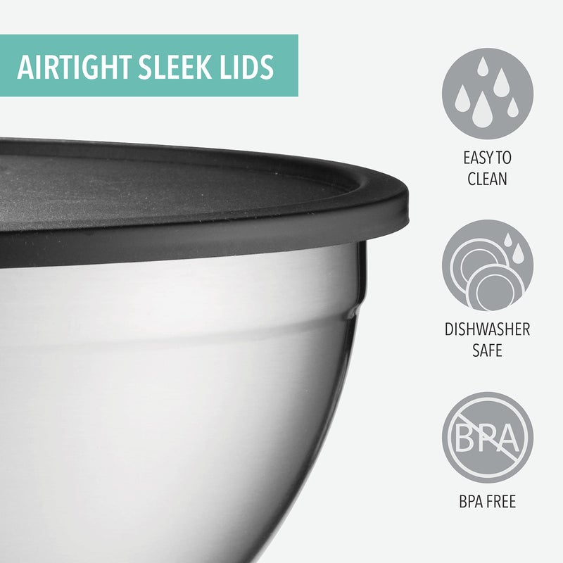 Table Concept Mixing Bowls with Airtight Lids, Stainless Steel Nesting Bowl Set for Space Saving Storage, Ideal for Cooking, Baking, Prepping & Food Storage - Image 3