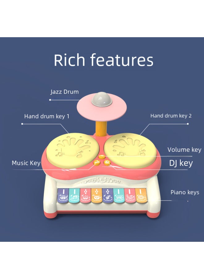 Children Beginner Drum Kit Baby Multi-function Drumming Instrument Boy Jazz Drum Toy Girl-Color:Drum Kit 【Pearl Powder】】 - Image 5