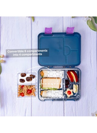 Eazy Kids 6 To 4 Convertible Bento Lunch Box With Sandwich Cutter Set Unicorn Lover Blue - view 2