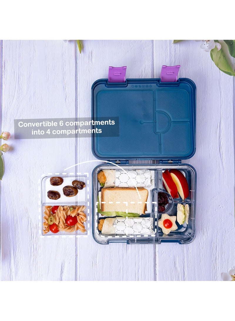 Eazy Kids صندوق غداء قابل للتحويل للأطفال من 6 إلى 4 مع مجموعة قواطع السندويشات لعشاق اليونيكورن باللون الأزرق - Image 2