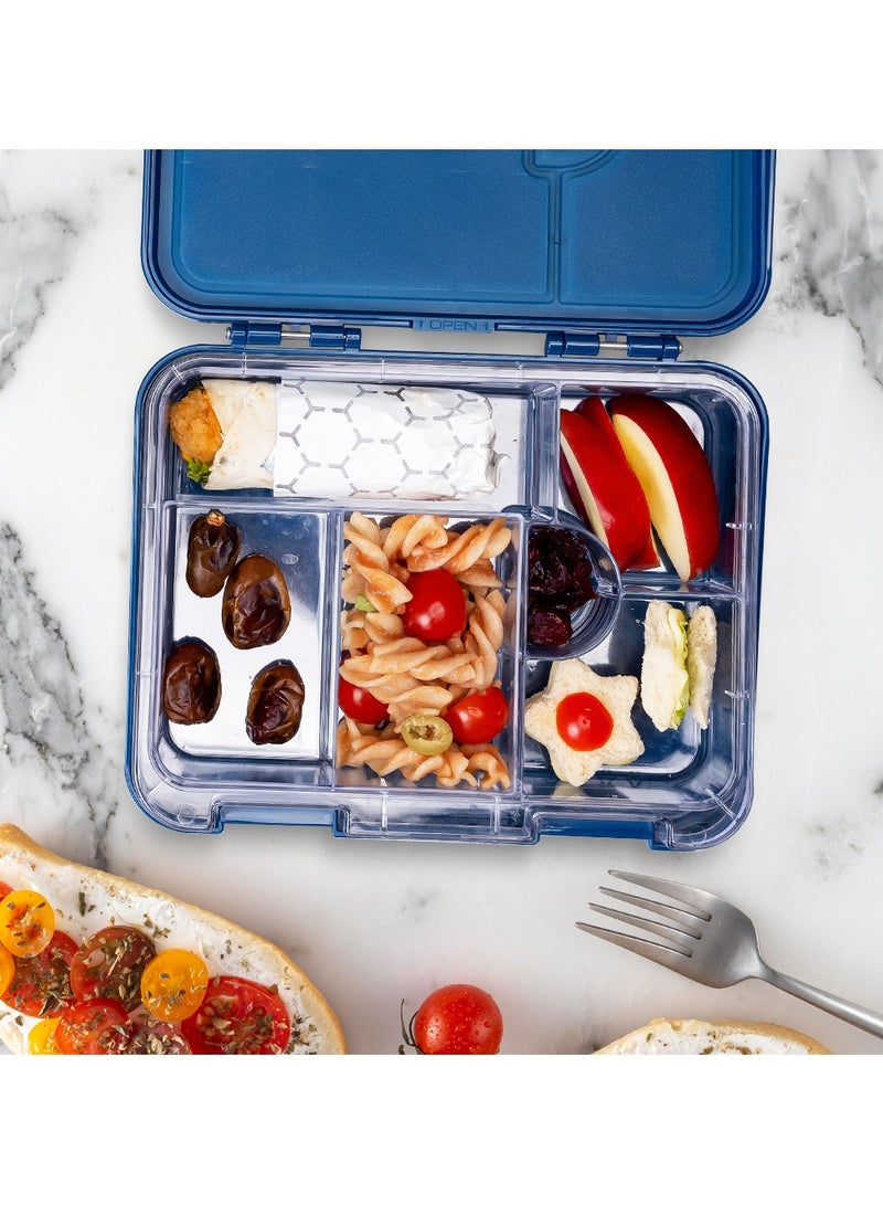 Eazy Kids صندوق غداء قابل للتحويل للأطفال من 6 إلى 4 مع مجموعة قواطع السندويشات لعشاق اليونيكورن باللون الأزرق - Image 3