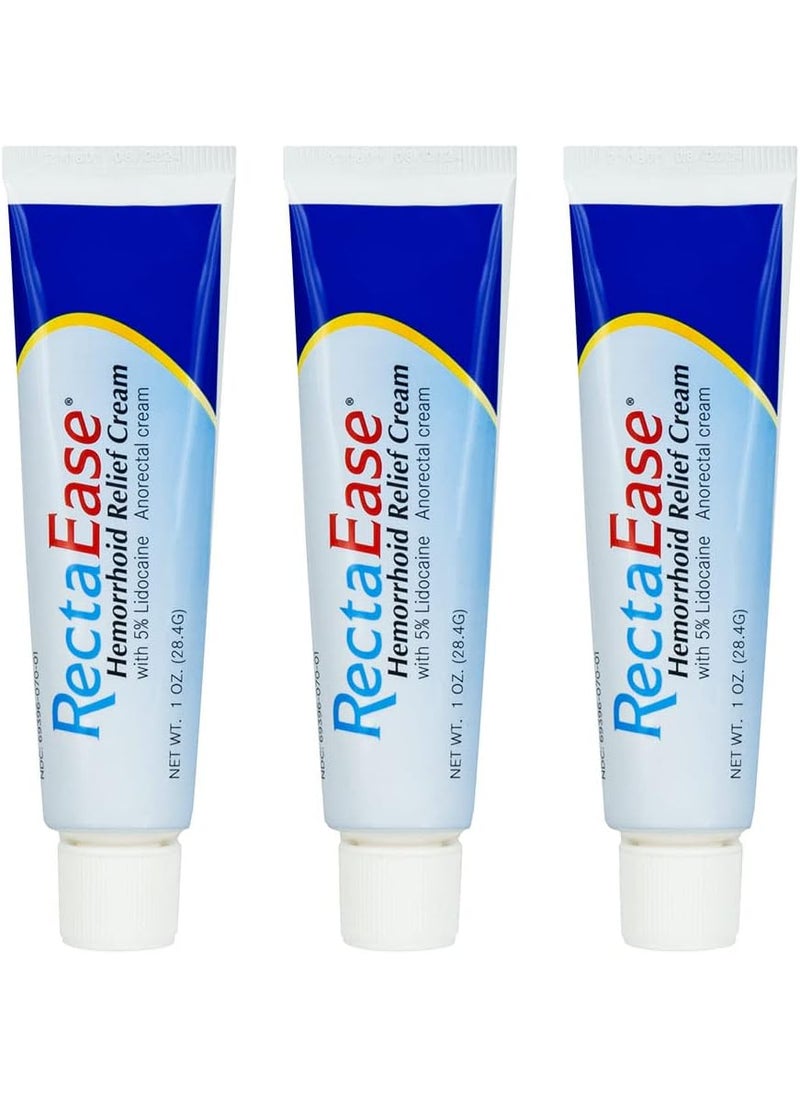 Globe Globe RectaEase 5% Lidocaine (3 Pack) Hemorrhoid Relief Cream 1 oz Tube, Anorectal Cream, Rapid Numbing Relief, Hemorrhoid Treatment from Itch and Burn 