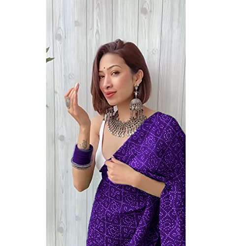 Shiv Textiles Women's Pure Georgette Saree With Blouse Piece (CRUSH-PURPLE_Purple) - Image 5