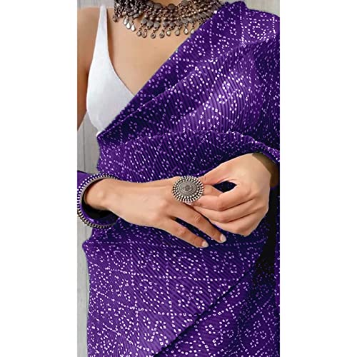Shiv Textiles Women's Pure Georgette Saree With Blouse Piece (CRUSH-PURPLE_Purple) - Image 4