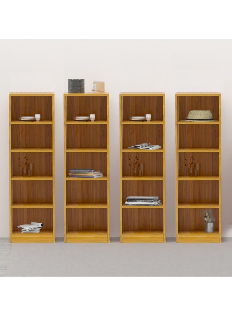 Mahmayi Mahmayi Wooden Storage Display Shelves 5-Tier Freestanding, Top Shelf for Decoration Ideal for Storing and Displaying your possessions - Light Walnut - Image 5
