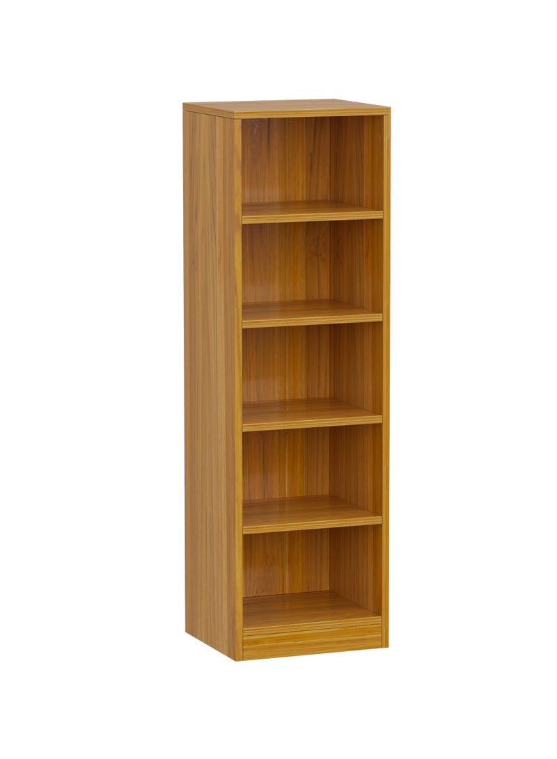 Mahmayi Mahmayi Wooden Storage Display Shelves 5-Tier Freestanding, Top Shelf for Decoration Ideal for Storing and Displaying your possessions - Light Walnut - Image 1