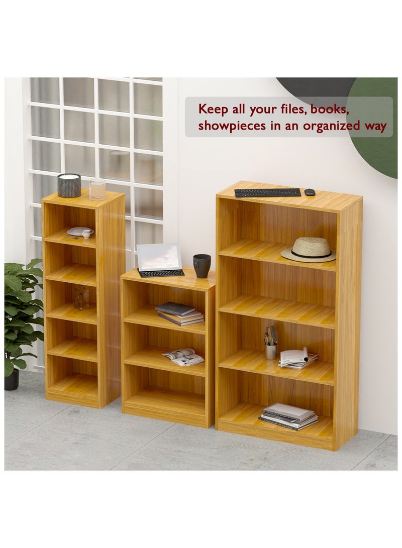 Mahmayi Mahmayi Wooden Storage Display Shelves 5-Tier Freestanding, Top Shelf for Decoration Ideal for Storing and Displaying your possessions - Light Walnut - Image 3