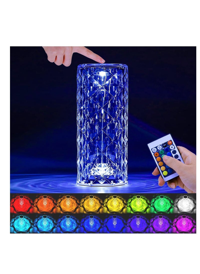 Y&D Table Lamp 16 Colors Adjustable, 6 Brightness, Crystal for Bedroom Living Room, Bedside Lamp, Nightstand Light with USB-C Charing Touch and Remote Control - Image 1