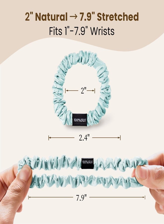 THXSILK 100% Mulberry Silk Scrunchies 3-Pack, 25 Momme Mulberry Silk Hair Ties for Women, Sleek Low Profile No Damage Ponytail Holders, for Fine Hair & Everyday Use, Ice Blue - Image 4