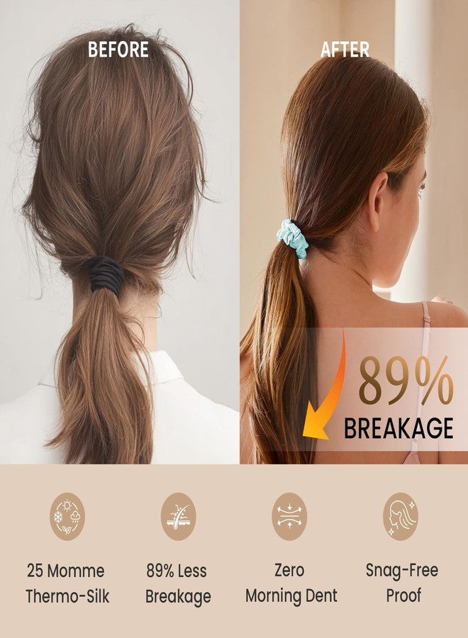 THXSILK 100% Mulberry Silk Scrunchies 3-Pack, 25 Momme Mulberry Silk Hair Ties for Women, Sleek Low Profile No Damage Ponytail Holders, for Fine Hair & Everyday Use, Ice Blue - Image 2