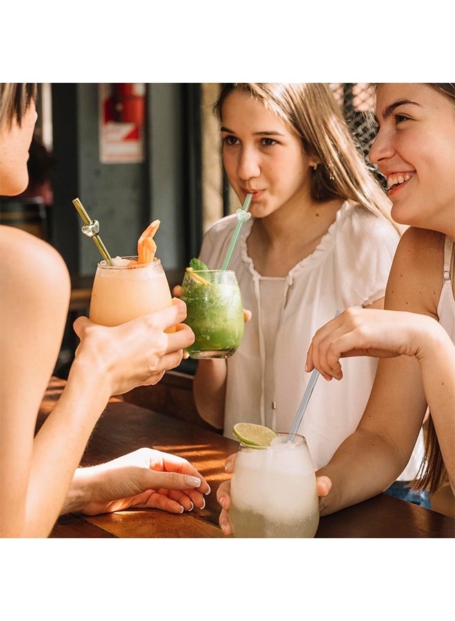 HY 5 Pcs Reusable Glass Straws with Cleaning Brush Set, 20cm Shatterproof Drinking Straws, BPA-Free, Dishwasher Safe for Smoothies, Coffee, Juice, Hot/Cold Drinks - Image 4