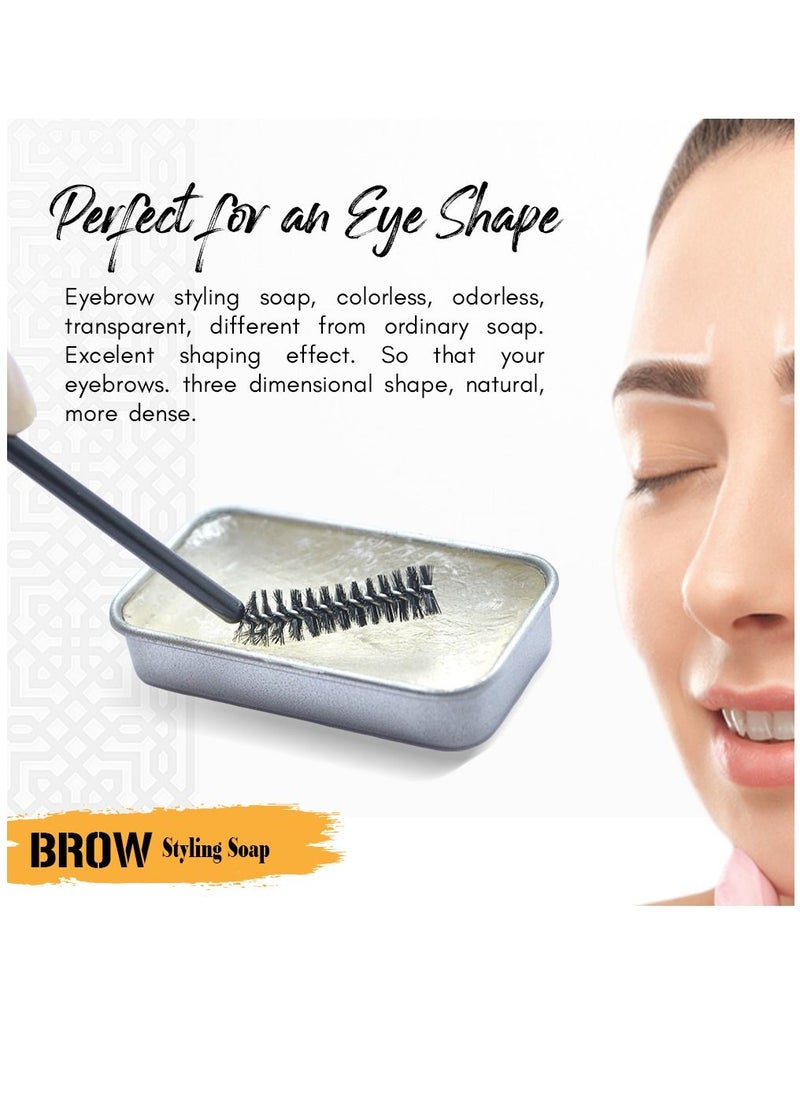 Kanza - 5D Eyebrow Soap Kit Brows Styling Soap With Brow Spoolie For Natural Brows Long Lasting Eyebrow Setting Gel Waterproof Eyebrow Makeup Balm Pomade Cosmetics (10g) - Image 1