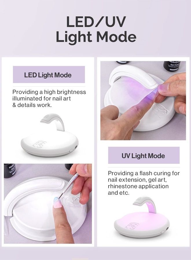 MelodySusie Cordless Rechargeable Mini UV LED Nail Lamp, Portable Nail Art Lamp Suitable for Single Finger Nail Dryer, Innovative 2 in 1 Foldable Flash Curing Gel X Light for Nail Extension Nail Art - Image 4