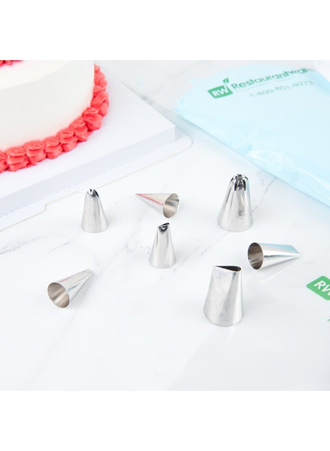 Restaurantware رأس تزيين الكعك من باستري تيك، 1 رأس تزيين قابل لإعادة الاستخدام - #101، مقاوم للانبعاج، من الفولاذ المقاوم للصدأ، رأس تزيين الورد، آمن في غسالة الصحون، لتزيين الكب كيك، الكعك، أو البسكويت - Image 3