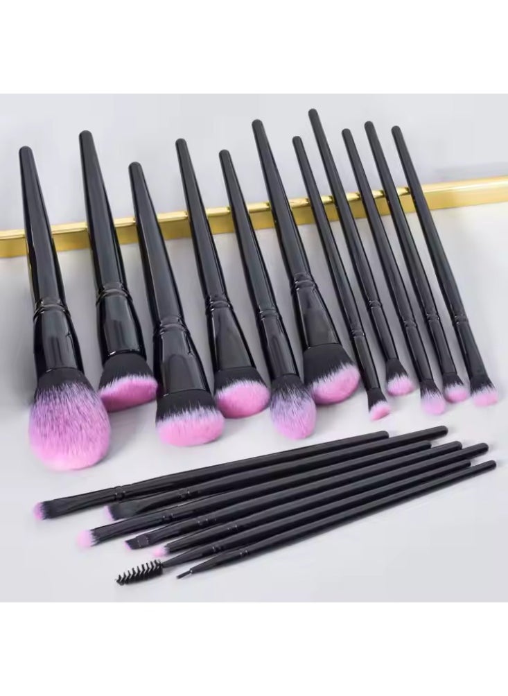 Toby Professional 18-Piece Makeup Brush Set – Glossy Black with Pink Bristles – Multi-Use Face, Eye & Lip Brushes with Luxury Holder – Ideal for Beginners & Professionals  - Image 4