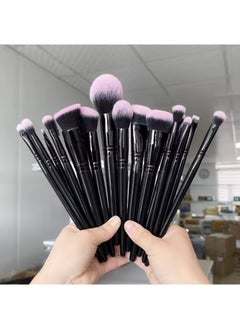 Toby Professional 18-Piece Makeup Brush Set – Glossy Black with Pink Bristles – Multi-Use Face, Eye & Lip Brushes with Luxury Holder – Ideal for Beginners & Professionals  - Image 5
