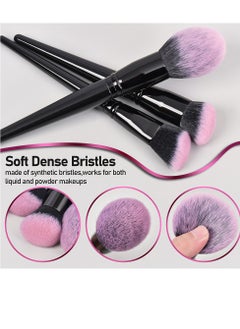 Toby Professional 18-Piece Makeup Brush Set – Glossy Black with Pink Bristles – Multi-Use Face, Eye & Lip Brushes with Luxury Holder – Ideal for Beginners & Professionals  - Image 3