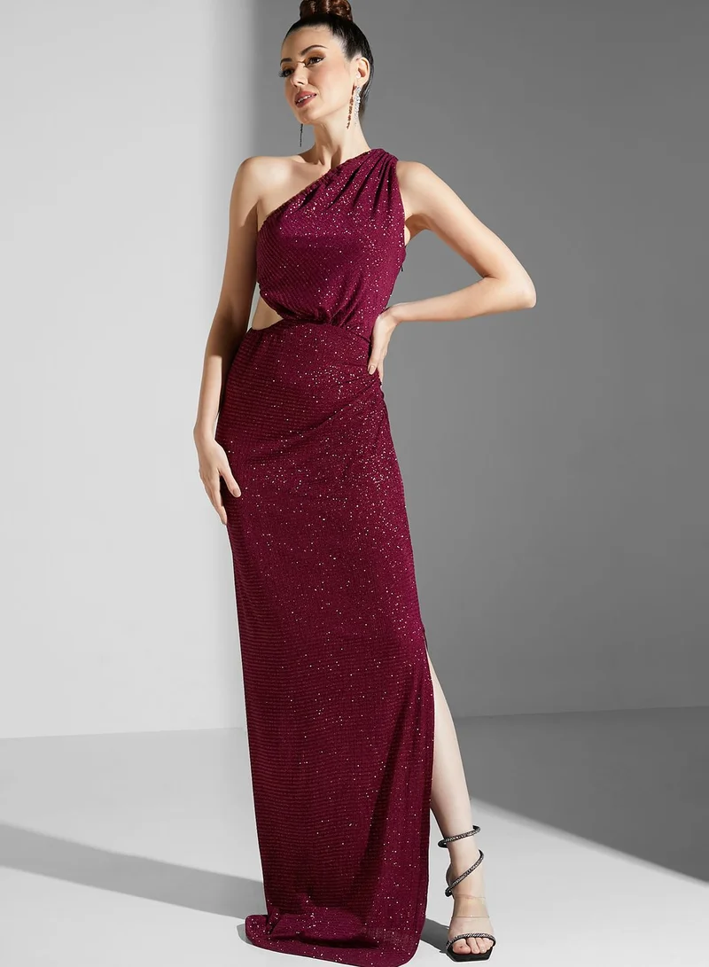 Namshi X Zena Louay Zena Louay One Shoulder Detail Cutout Dress