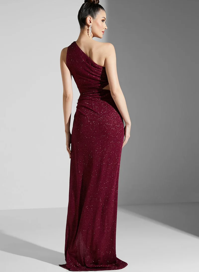 Namshi X Zena Louay Zena Louay One Shoulder Detail Cutout Dress
