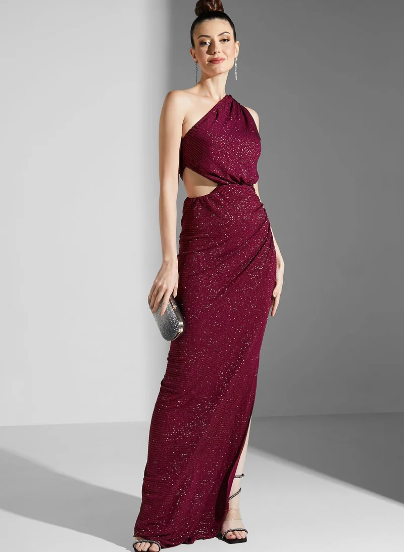 Namshi X Zena Louay Zena Louay One Shoulder Detail Cutout Dress
