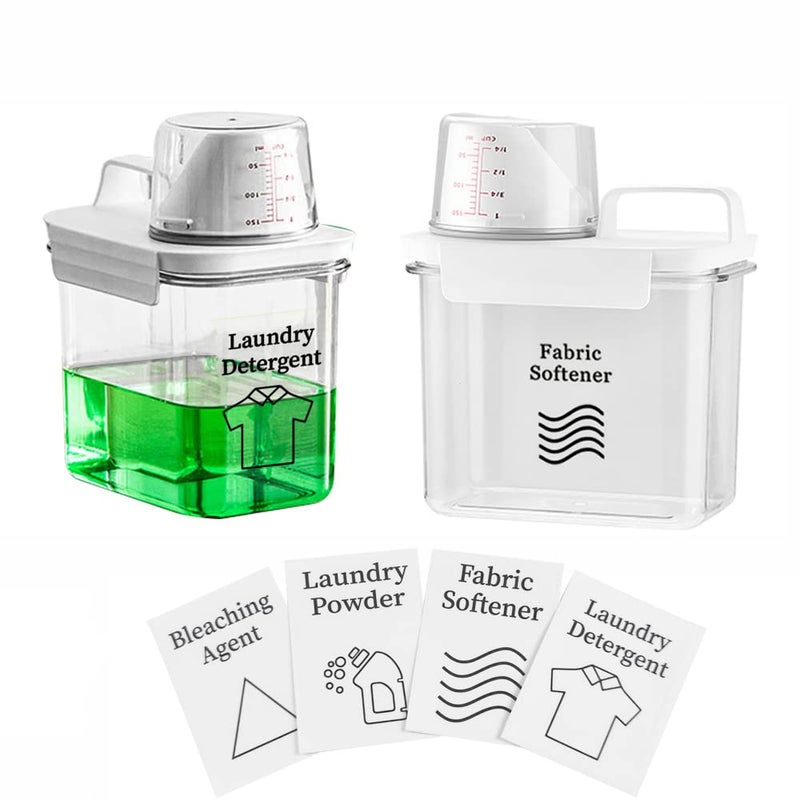 2 Pack Laundry Detergent Dispenser for Laundry Room Organization and Storage37 Oz Laundry Soap DispenserLiquid Laundry Detergent Dispenser with 4 Removable LabelsBPA Free  PET PlasticClear