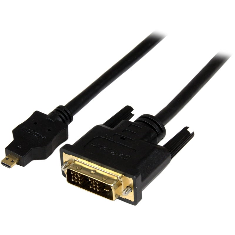 StarTech.com 2m Micro HDMI to DVI-D Cable - M/M - 2 meter Micro HDMI to DVI Cable - 19 pin HDMI (D) Male to DVI-D Male - 1920x1200 Video (HDDDVIMM2M),Black,6 ft / 2m - Image 1