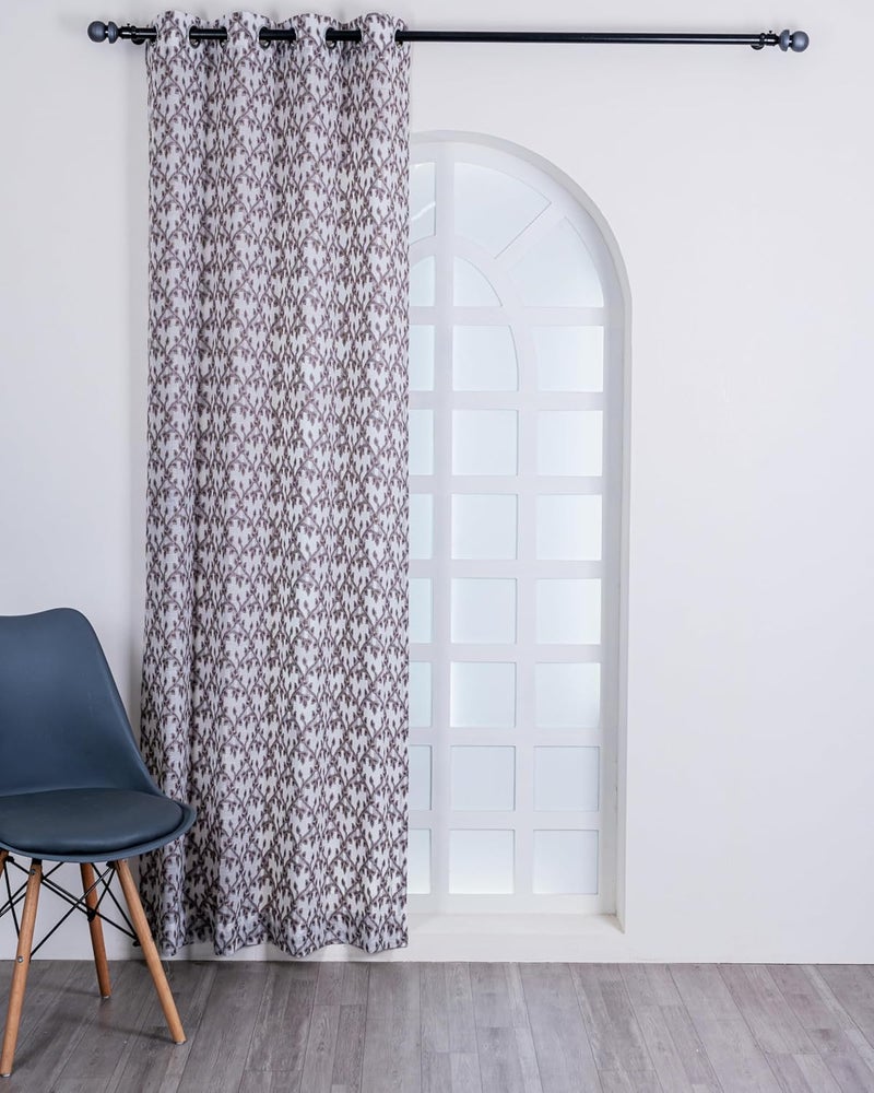 Parda Online Premium Linen Embroidered Curtain with Brown Vine Design - 5ft (Pack of 2) - Image 3
