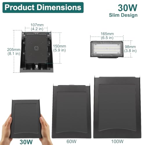 kadision 30W LED Wall Pack Light with Dusk-to-Dawn Photocell, 0-90° Adjustable Full Cutoff Outdoor Wall Light for House Yard Garage, 3900lm 5000K Daylight 100-277V ETL Listed - Image 5