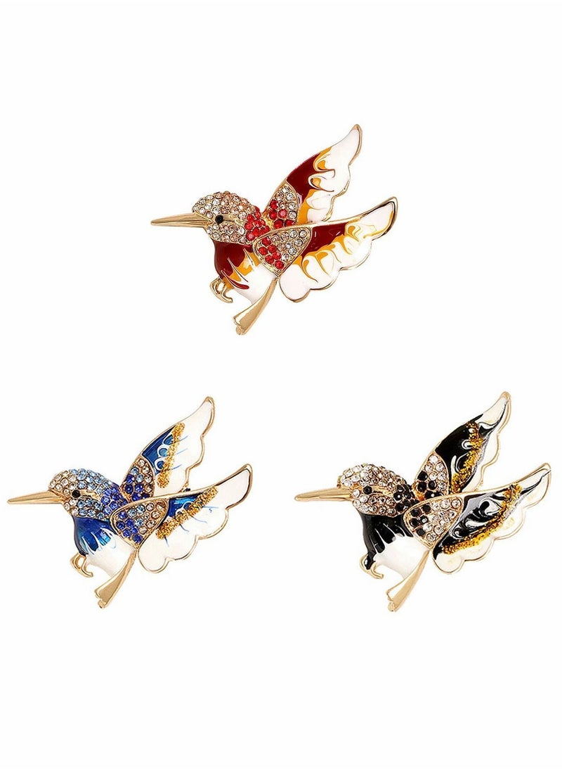 Y&D - Brooch, Lapel Rhinestone Hummingbird, Handmade Enamel Pins Cute Hummingbird Premium Badge, Costume Hat Bag Decoration Accessories for Women Girls 3 Pcs - Image 1