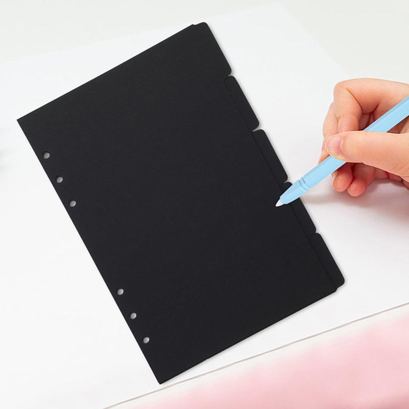 A6 Binder Index Dividers Tabs 4 Sets Colored and Black with Loose Leaf Filing Pages - Image 5