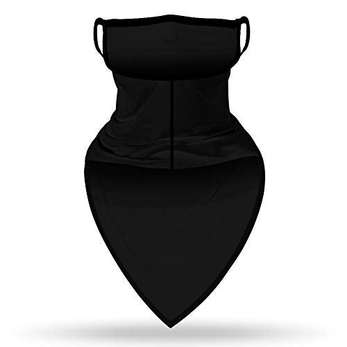 YAYOUREL Neck Gaiter Face Mask Covering Bandanas for Men Women Summer UV Face Scarf Mask Cover Ear Loop Triangle Facemask Classic Black One Size - Image 4