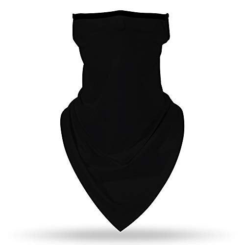 YAYOUREL Neck Gaiter Face Mask Covering Bandanas for Men Women Summer UV Face Scarf Mask Cover Ear Loop Triangle Facemask Classic Black One Size - Image 3