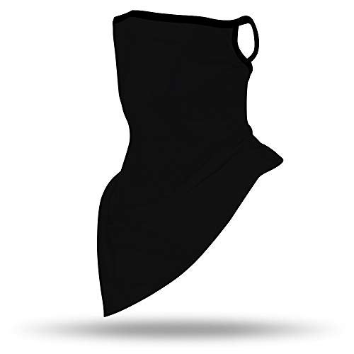 YAYOUREL Neck Gaiter Face Mask Covering Bandanas for Men Women Summer UV Face Scarf Mask Cover Ear Loop Triangle Facemask Classic Black One Size - Image 5