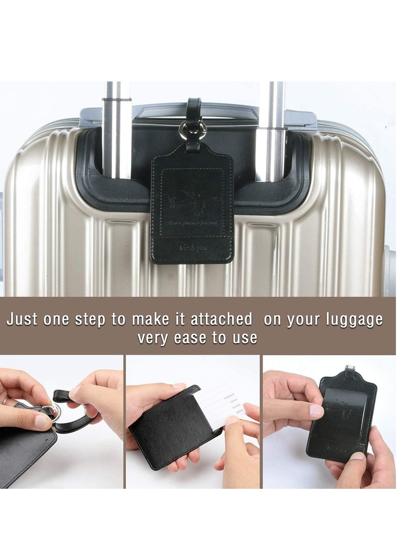 KASTWAVE Luggage Tags, 3 Pack Premium PU Leahter Luggage Tags Privacy, Passport Holder Travel Suitcase Tag Case Organizer, PU Leahter Luggage Tags Privacy Protection Travel Bag Labels Suitcase Tags - Image 5