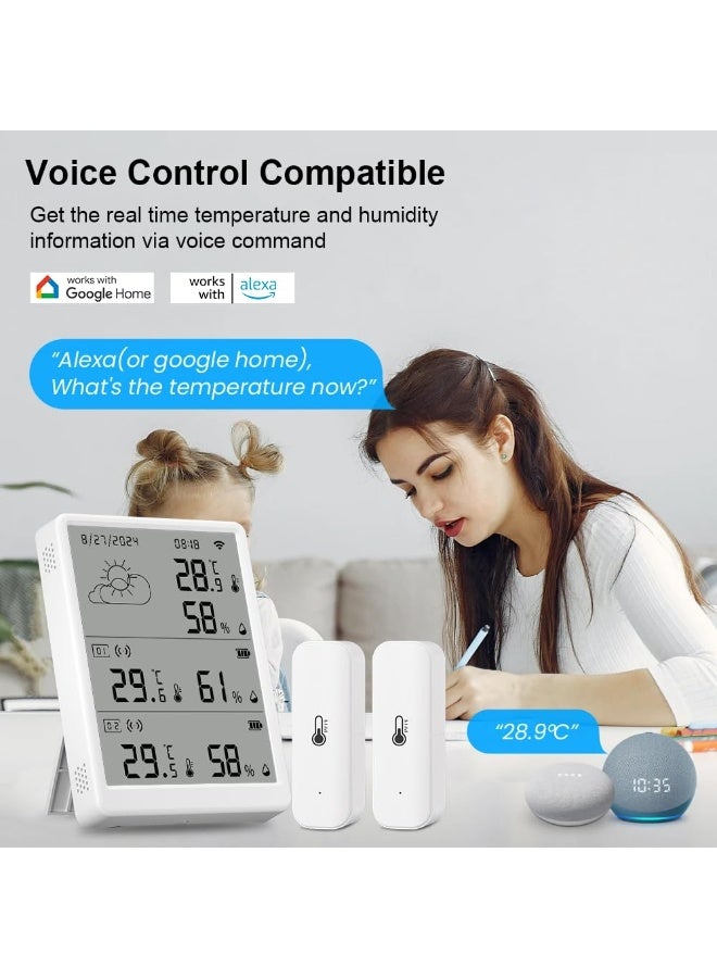 بلو فاير محطة الطقس الذكية بتقنية WiFi من تويا | مقياس حرارة ورطوبة لاسلكي RF433 للمنزل والهواء الطلق | يعمل مع أليكسا وجوجل هوم | شاشة عرض شاملة + تطبيق Smart Life | يشمل 1 جهاز رئيسي + 2 حساسات فرعية | دقة عالية وتنبيهات فورية وتاريخ بيانات لعام كامل - Image 5