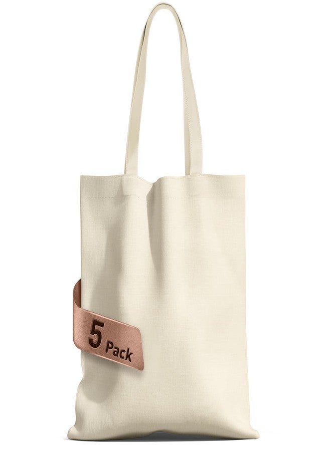 MOLOVA 1-Pack to 6-Pack Available Standard 14"x15" Premium Canvas Tote Bags,Load 55lbs,Reusable bag made of 6oz of natural canvas with Handles for Gift-Giving,Work,DIY Projects,Shopping(5 Pack) - Image 1