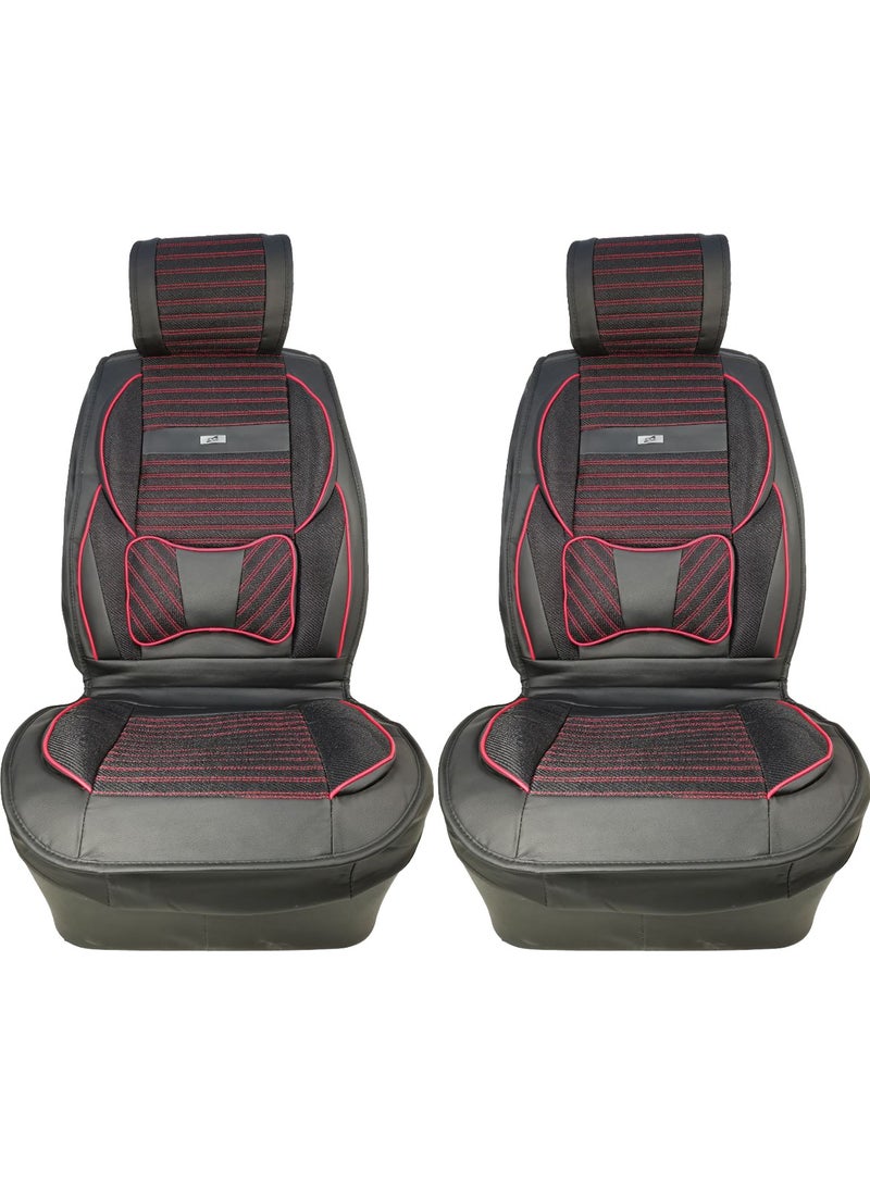 3XR 3XR Premium Leatherette  Car Front Seat Covers SANAFA Black Car Seat Cover 2 PCS Set 4769 - Image 2