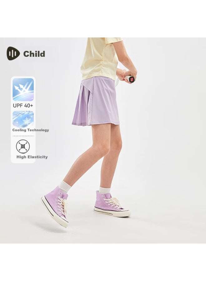 Souhait Girls' Cool Feeling Sun Protection Short Skirt Summer New Children'S Pleated Skirt Blue 110 - Image 2