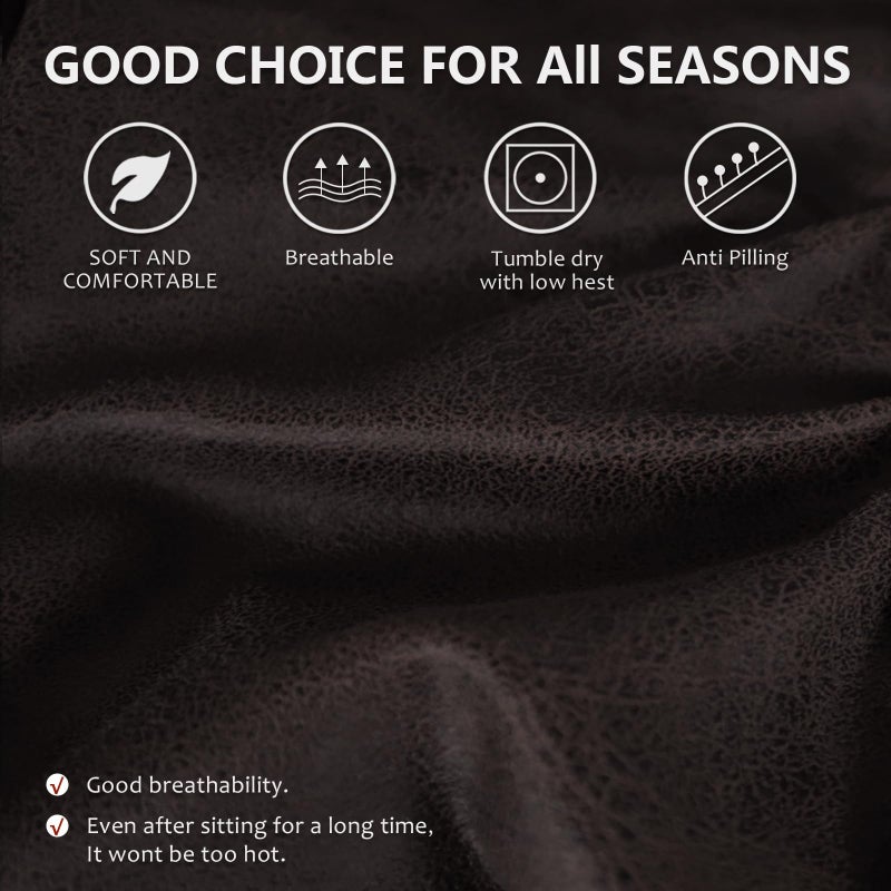 ANARACHON Leather Look Recliner Couch Cover 8-Piece Recliner Sofa Slipcovers 3 Seater for Reclining Couches Furniture Protector Spandex Fabric Washable (Recliner Sofa  Chocolate) - Image 4