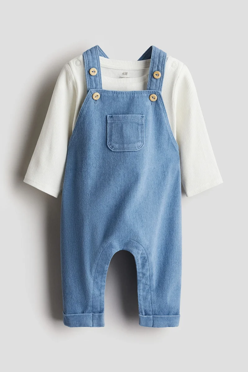 H&M 2-piece dungarees and bodysuit set