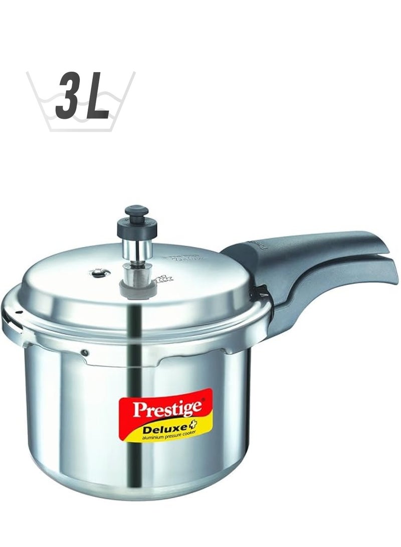 برستيج طنجرة ضغط ديلوكس بلس سعة 3 لتر من الألومنيوم مع غطاء، مؤشر ضغط حصري متوافق مع اللون الفضي