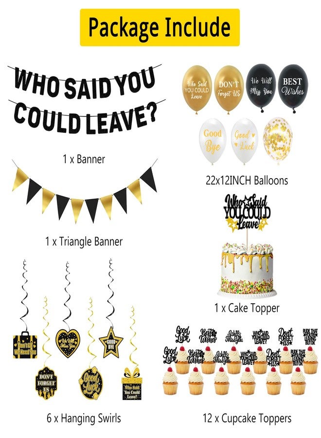 زينة حفلات وداع روتيس، لافتة "من قال لك أن ترحل؟"، زينة كعكة، بالونات، زينة حلزونية معلقة، زينة حفلات وداع التقاعد للرجال والنساء، لوازم حفلات وداع زملاء العمل - Image 2
