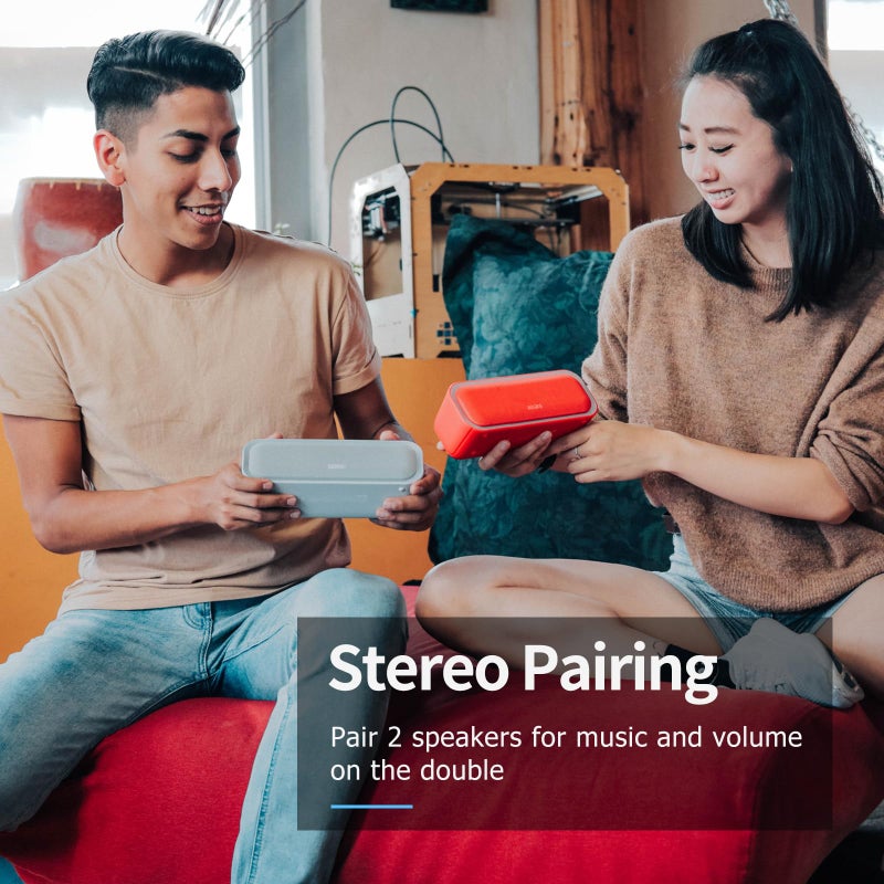 DOSS SoundBox Pro Bluetooth Speaker with 20W Stereo Sound, Active Extra Bass, IPX6 Waterproof, TWS Pairing, Multi-Colors Lights, 20H Playtime, Portable for Beach, Outdoor-Black - Image 5